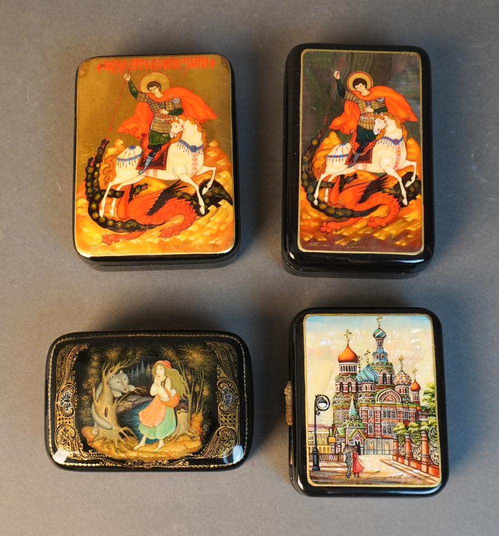 FOUR RUSSIAN LACQUERED HINGED BOXESFour 30942a