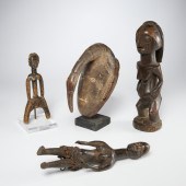 GROUP (4) AFRICAN CARVED WOOD FIGURES