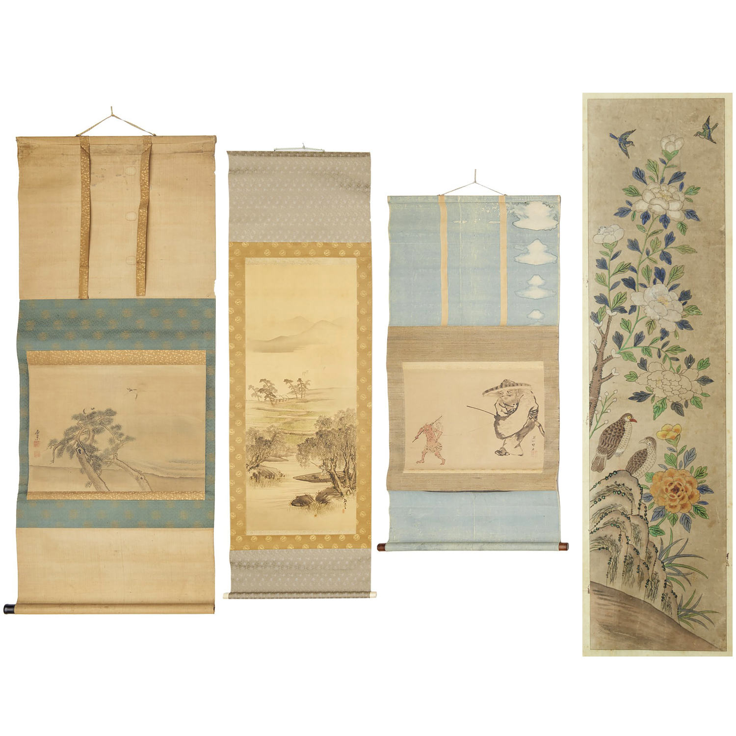 GROUP 4 JAPANESE SCROLL PAINTINGS 30bffd