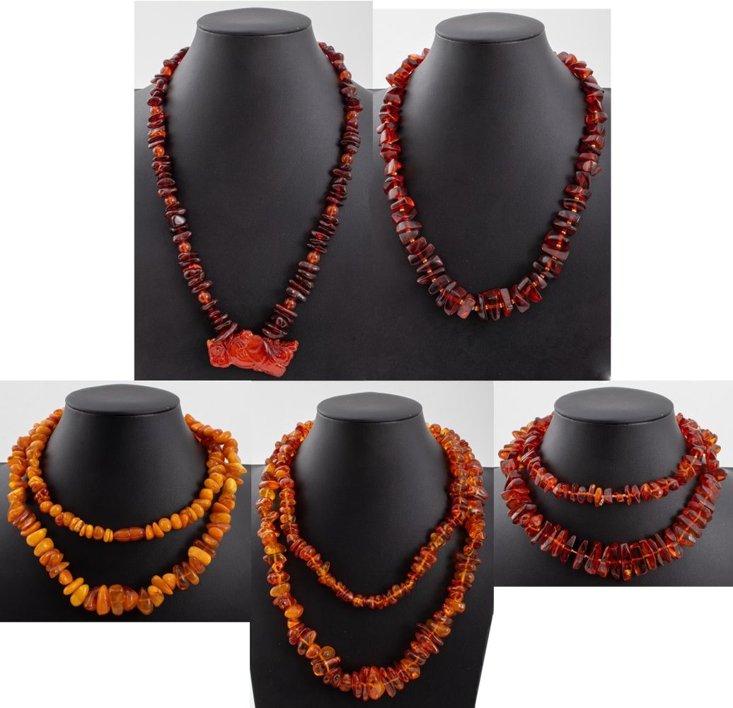 GROUP JEWELRY LOT OF AMBER NECKLACES  30c336