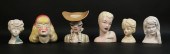 6 PORCELAIN LADY HEAD VASES INARCO,