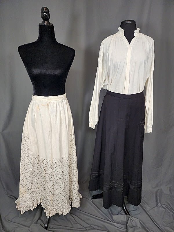 2 Antique Skirts and a Linen Blouse  30c9c9