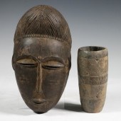 EARLY AFRICAN WOODEN MASK & CUP Fine