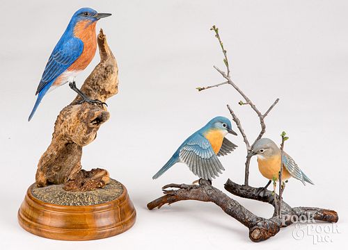 TWO TOM AHERN CARVED BIRD GROUPSTwo 30d24d