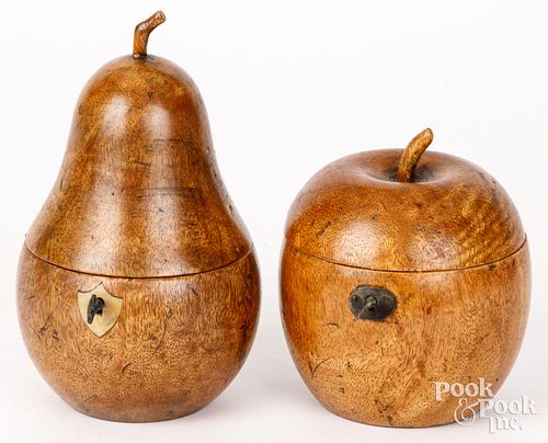 TWO MAHOGANY PEAR AND APPLE FORM 30d290