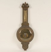German cast metal barometer/thermometer;