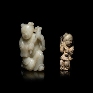Two Chinese Carved Jade Figures Ming Qing 30b43f