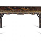 A Chinese Gilt and Painted Black Lacquered