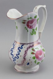 PINK LUSTRE WASH PITCHER ENGLAND, 19TH