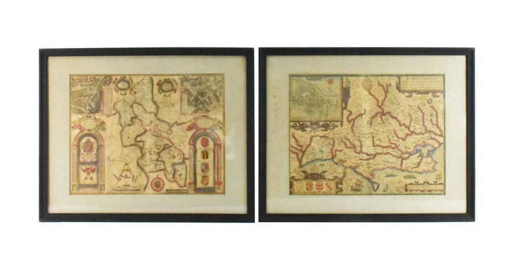 TWO ANTIQUE HAND COLORED MAPS  30b991