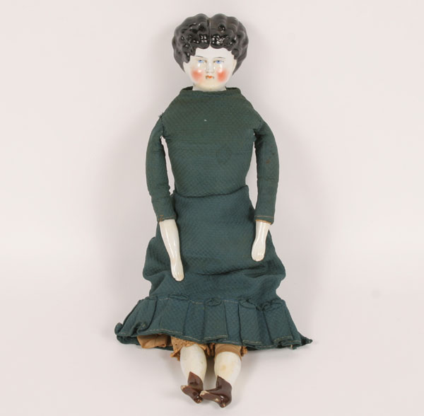 Nineteenth century molded china head doll,