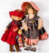 THREE LENCI DOLLSThree Lenci dolls,
