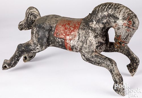 PAINTED CAST METAL LEAPING HORSE  30e50a