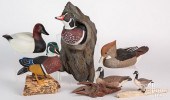 FIVE CONTEMPORARY CARVED DUCK DECOYSFive