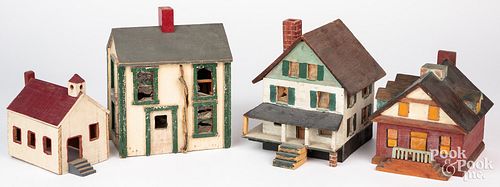 FOUR PAINTED TOY HOUSE MODELS  30f0d9