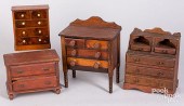 FOUR MINIATURE DOLL CHEST OF DRAWERSFour 30f445