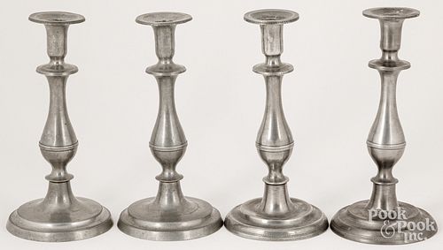 TWO PAIRS OF OHIO PEWTER CANDLESTICKS  30d5dd