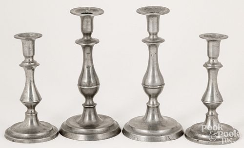 TWO PAIRS OF OHIO PEWTER CANDLESTICKS  30d5d9