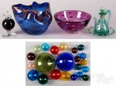 FOUR PIECES OF CONTEMPORARY ART GLASS,