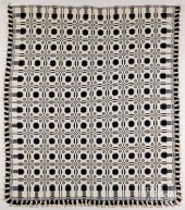 BLUE AND WHITE OVERSHOT COVERLET, MID