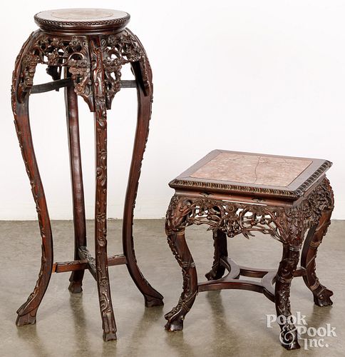 TWO CHINESE MARBLE TOP STANDSTwo 30d77c