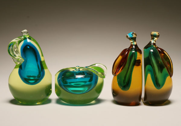 Two pairs of Murano sommerso art