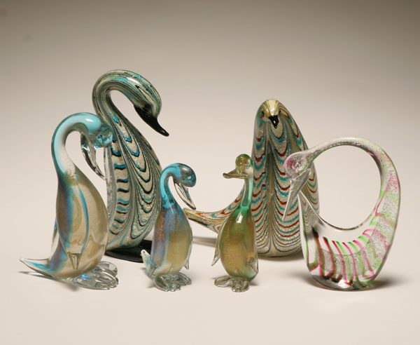 Six Murano art glass ducks and 4e28e