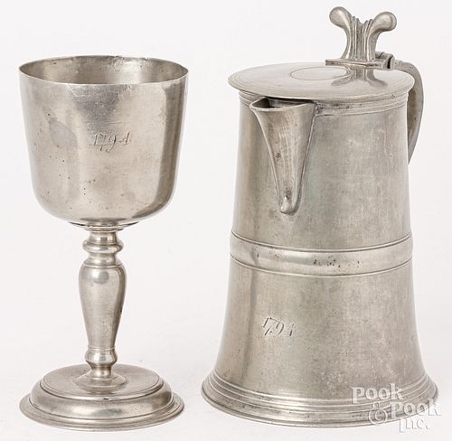 PEWTER FLAGON AND CHALICE SETStephen 30db6d