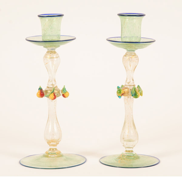 Pair Murano art glass candlesticks 4e30b