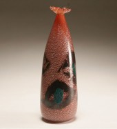 AVEM Murano orange art glass bud vase.