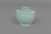 Chinese celadon porcelain jar with blue