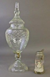 Large cut and etched glass dispenser
