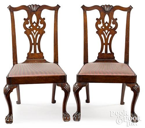 PAIR OF CHIPPENDALE MAHOGANY DINING 31158c