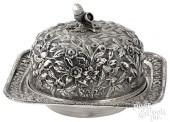 REPOUSSE STERLING SILVER BUTTER DISH