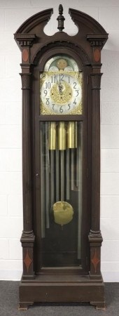 Chippendale style mahogany hall clock