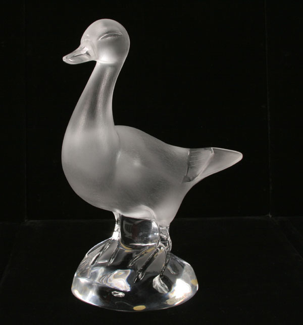 Lalique art glass duck on base  4e8e1