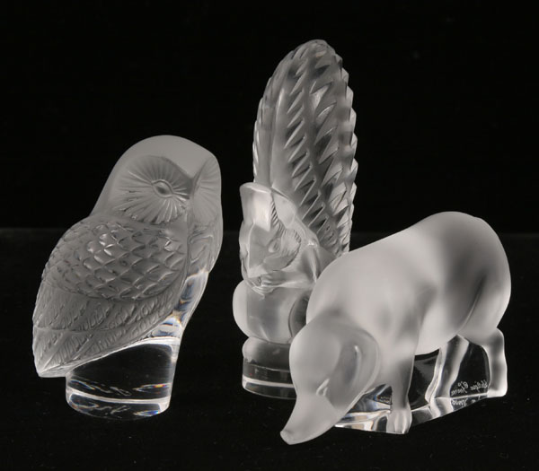 Three Lalique art glass animals  4e8e5