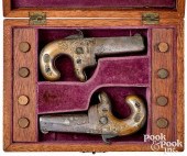 TWO CASED MOORES PATENT NO. 1 DERRINGER