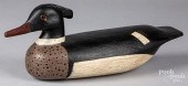 CARVED AND PAINTED MERGANSER DUCK DECOYCarved