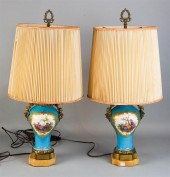 PAIR OF ORMOLU-MOUNTED SEVRES STYLE