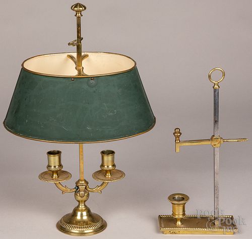 TWO FRENCH BRASS BOUILLOTTE LAMPS,