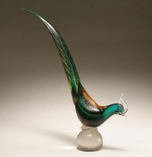 Seguso Corroso art glass pheasant on