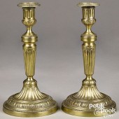 PAIR OF LARGE FRENCH BRASS CANDLESTICKS  310163
