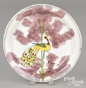 ENGLISH DELFT PEACOCK PLATE, EARLY 18TH
