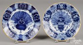 PAIR OF DELFT BLUE AND WHITE PLATES,