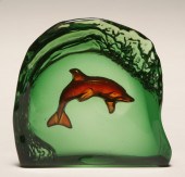 Steven Lundberg green glass paperweight 4e694