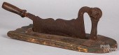 WROUGHT IRON TOBACCO CUTTER, EARLY 19TH