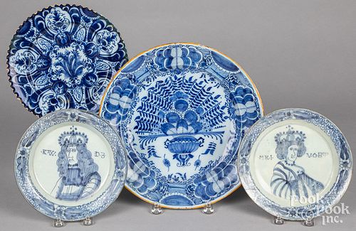 FOUR DELFT PLATES CHARGERS 18TH 310810