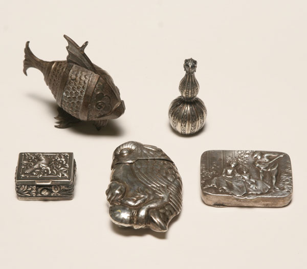 Five miniature figural sterling
