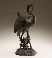 Asian influence Victorian bronze stork